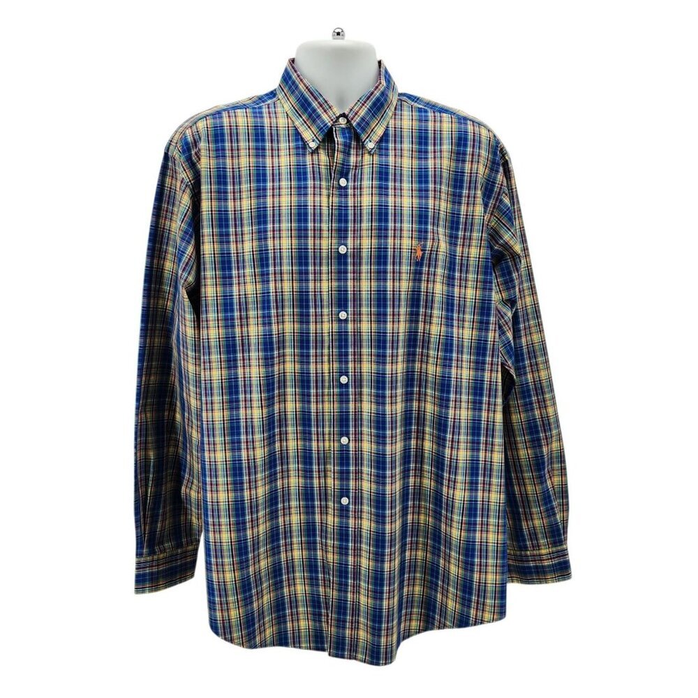 Vintage Ralph Lauren Mens 16 1/2 - L Shirt Classic Fit Plaid Multicolor Preppy